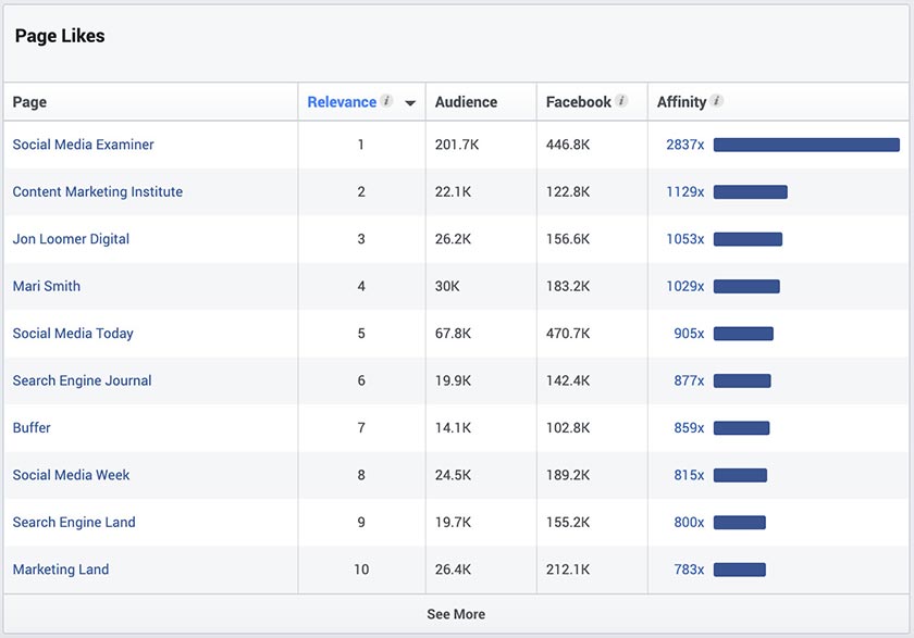 Top Categories audience insights