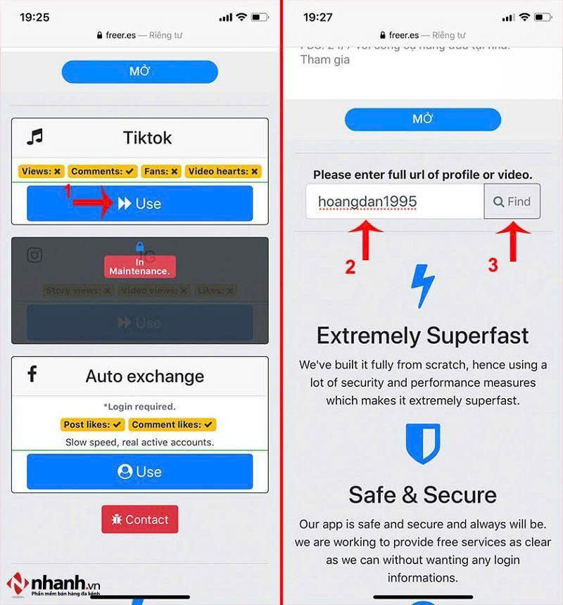 App buff tim tiktok Fbsub