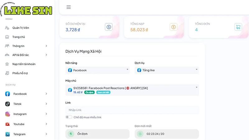 App tăng like Facebook cá nhân miễn phí Likesin