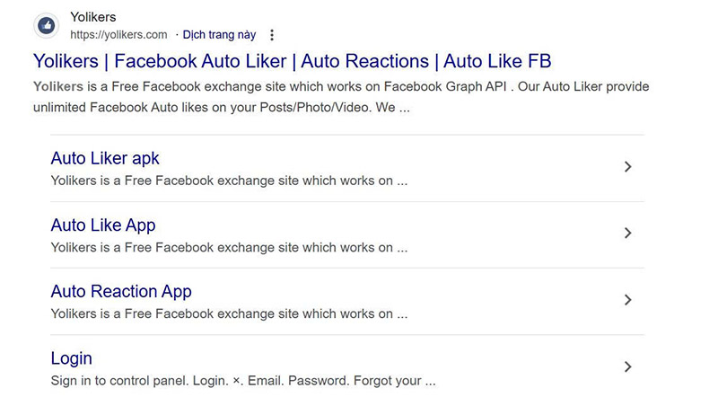 App tăng like Facebook miễn phí Yolikers