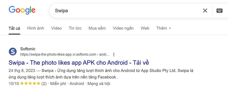 Tăng like facebook miễn phí an toàn Swipa