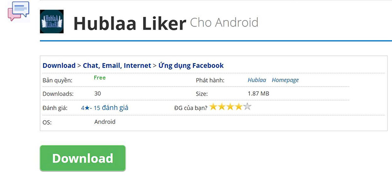 Tăng like miễn phí hằng ngày Hublaa Liker