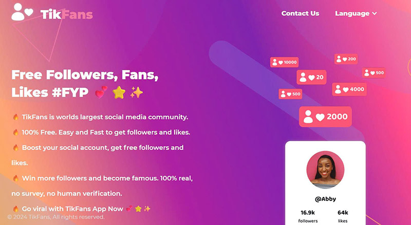 Ứng dụng tăng tim TikFans