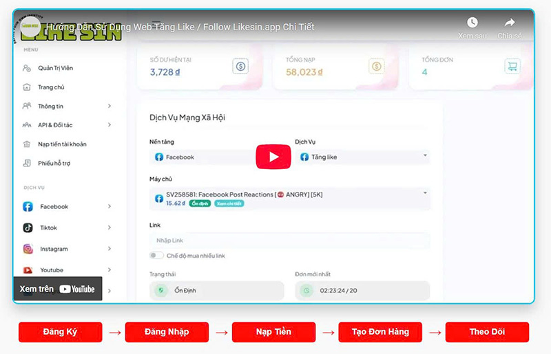 Web tăng fl Facebook miễn phí Likesin.app